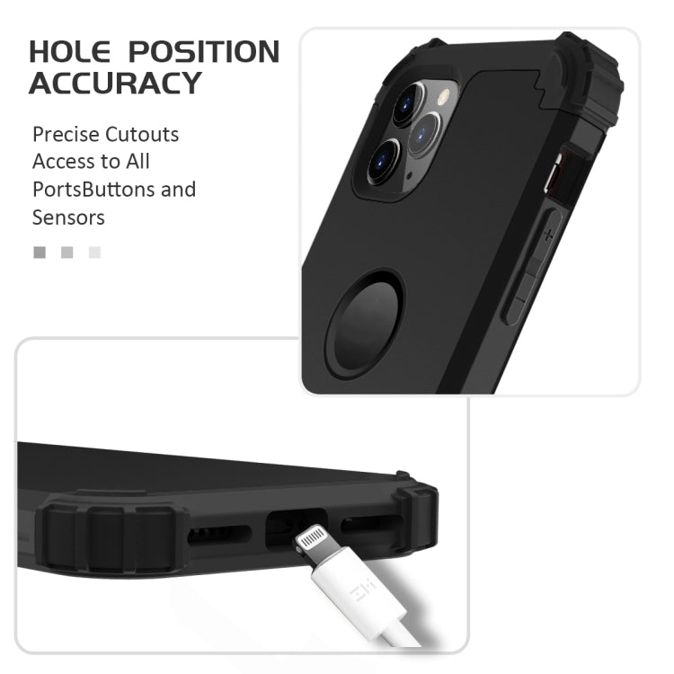 For iPhone 11 Pro PC+ Silicone Three-piece Anti-drop Mobile Phone Protective Back Cover