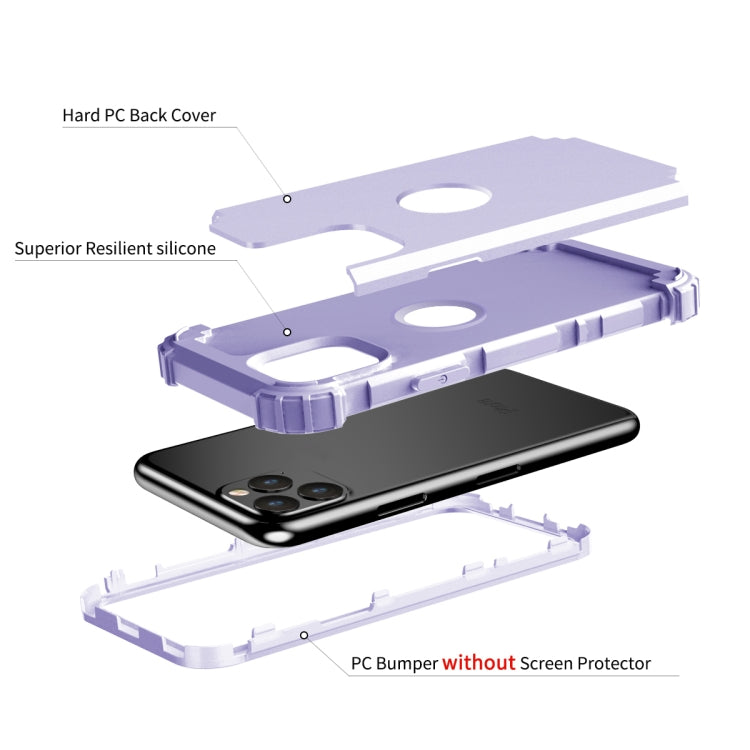 For iPhone 11 Pro PC+ Silicone Three-piece Anti-drop Mobile Phone Protective Back Cover