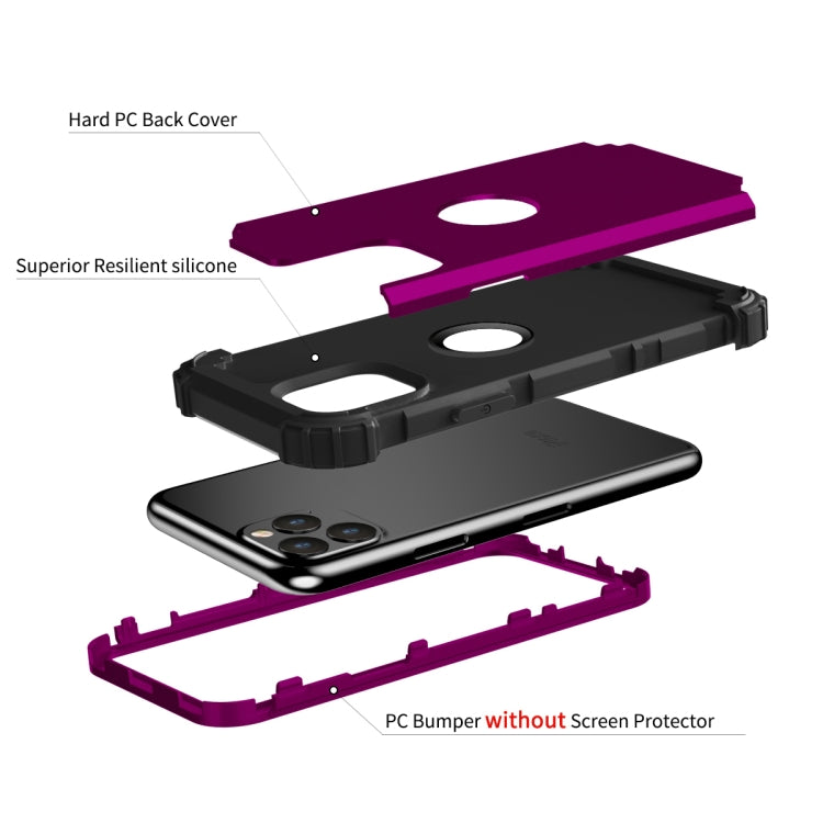 For iPhone 11 Pro PC+ Silicone Three-piece Anti-drop Mobile Phone Protective Back Cover