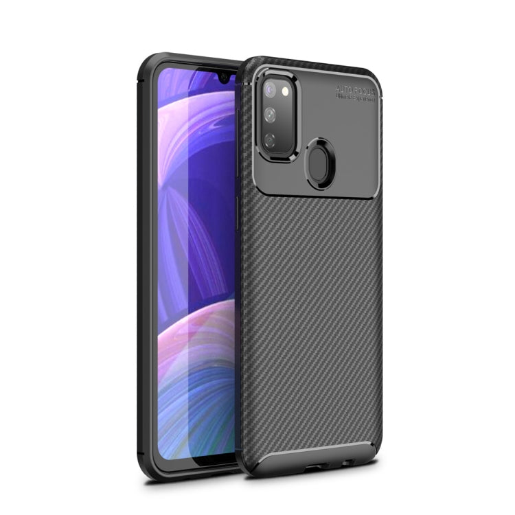 For Galaxy M30s Beetle Series Carbon Fiber Texture Shockproof TPU Case