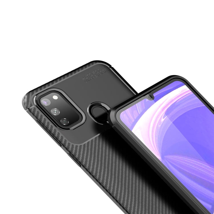 For Galaxy M30s Beetle Series Carbon Fiber Texture Shockproof TPU Case