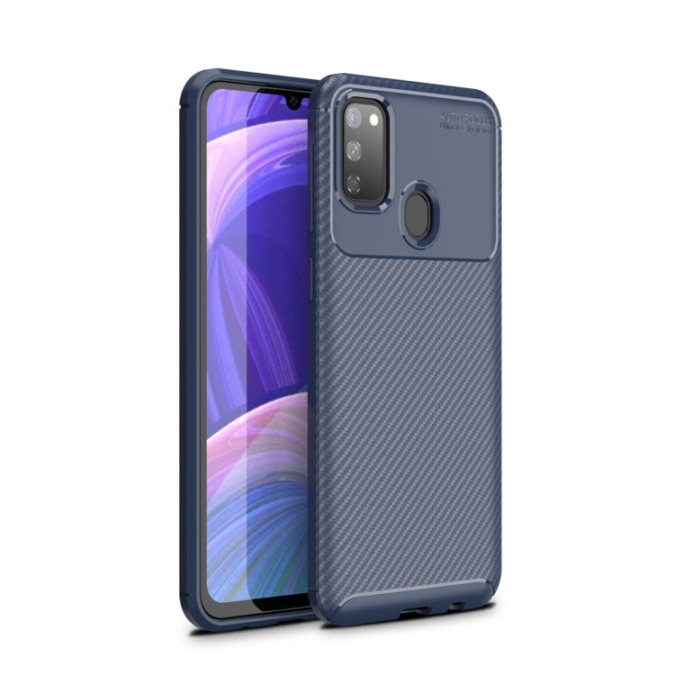 For Galaxy M30s Beetle Series Carbon Fiber Texture Shockproof TPU Case