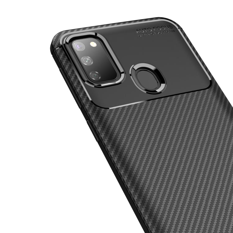 For Galaxy M30s Beetle Series Carbon Fiber Texture Shockproof TPU Case