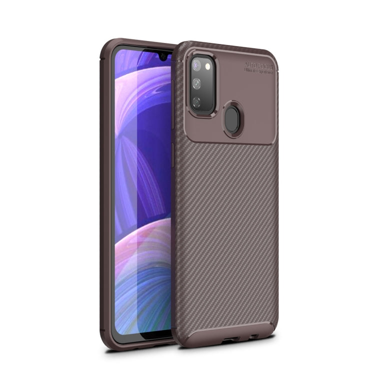 For Galaxy M30s Beetle Series Carbon Fiber Texture Shockproof TPU Case