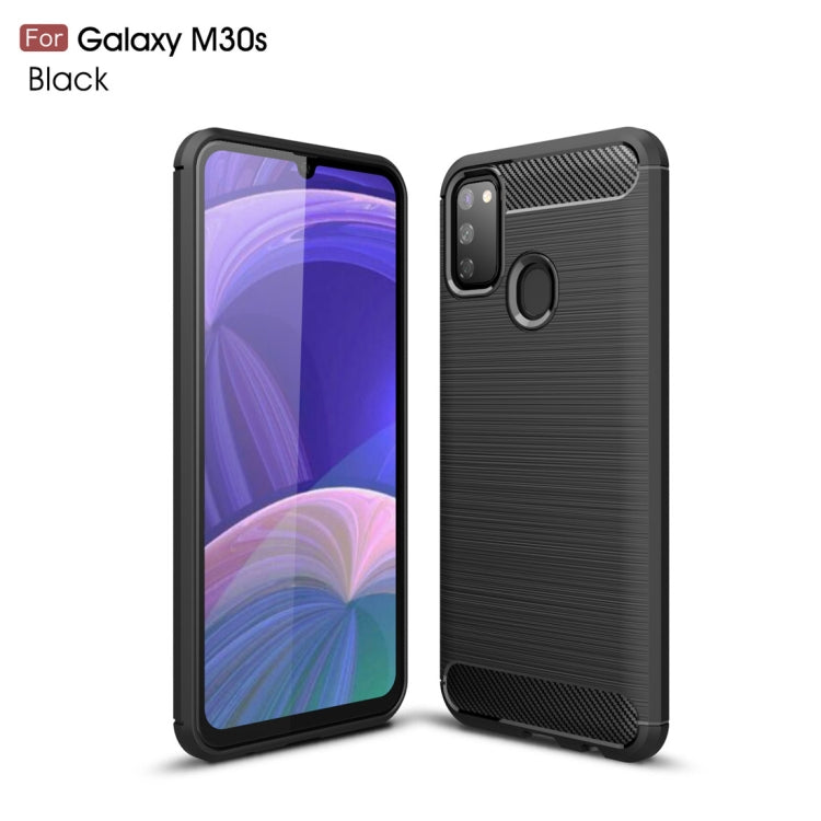 For Galaxy M30s Brushed Texture Carbon Fiber TPU Case