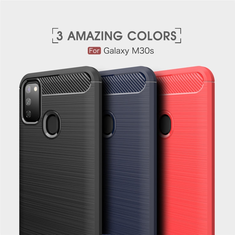 For Galaxy M30s Brushed Texture Carbon Fiber TPU Case