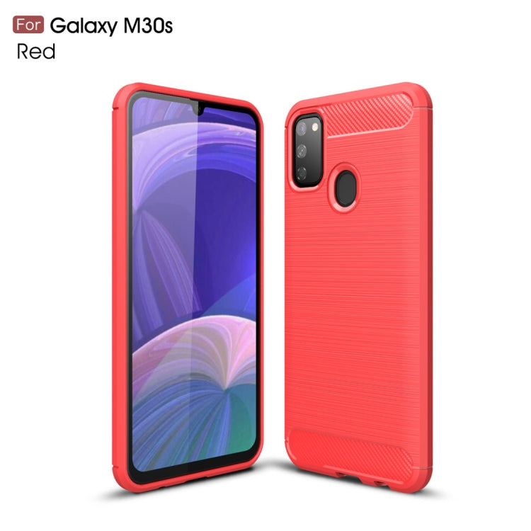 For Galaxy M30s Brushed Texture Carbon Fiber TPU Case