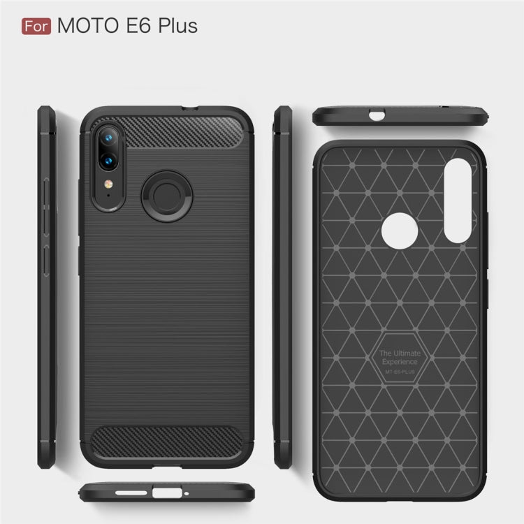 For Moto E6 Plus Brushed Texture Carbon Fiber TPU Case