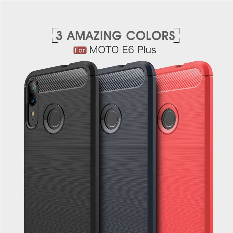 For Moto E6 Plus Brushed Texture Carbon Fiber TPU Case