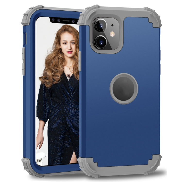 For iPhone 11 PC+ Silicone Three-piece Anti-drop Mobile Phone Protective Back Cover