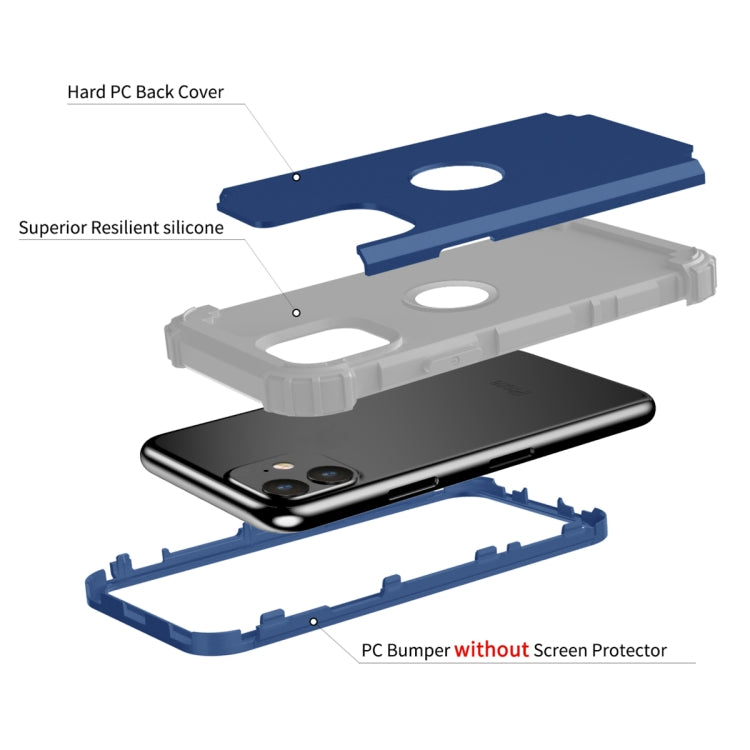 For iPhone 11 PC+ Silicone Three-piece Anti-drop Mobile Phone Protective Back Cover