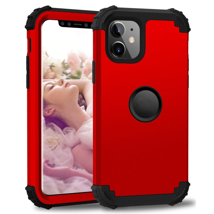 For iPhone 11 PC+ Silicone Three-piece Anti-drop Mobile Phone Protective Back Cover
