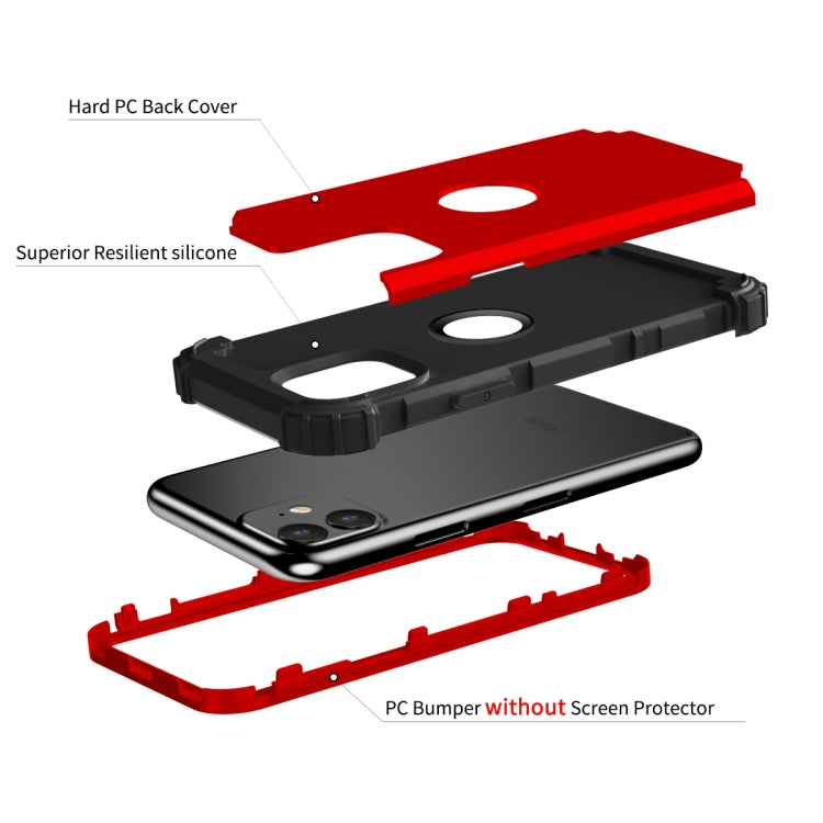 For iPhone 11 PC+ Silicone Three-piece Anti-drop Mobile Phone Protective Back Cover