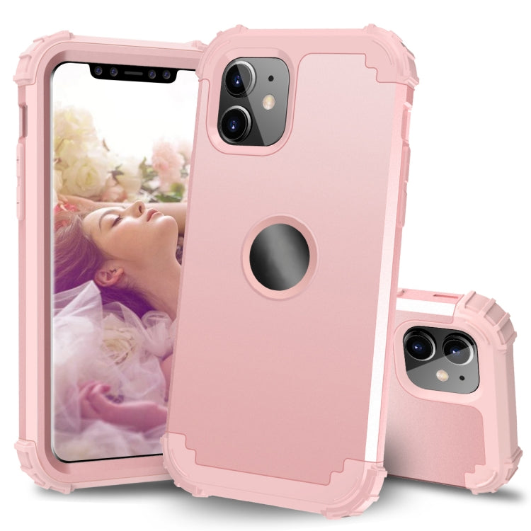 For iPhone 11 PC+ Silicone Three-piece Anti-drop Mobile Phone Protective Back Cover