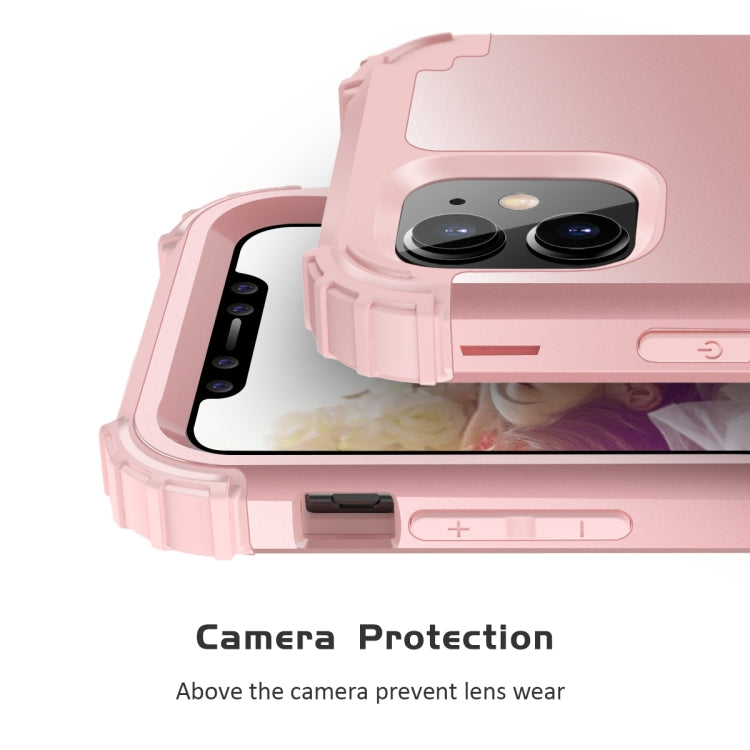 For iPhone 11 PC+ Silicone Three-piece Anti-drop Mobile Phone Protective Back Cover