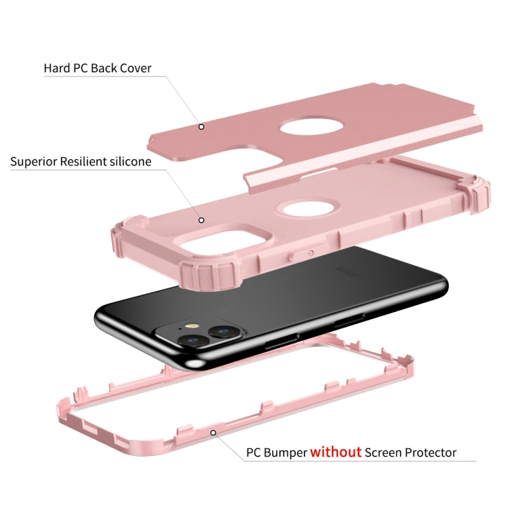 For iPhone 11 PC+ Silicone Three-piece Anti-drop Mobile Phone Protective Back Cover