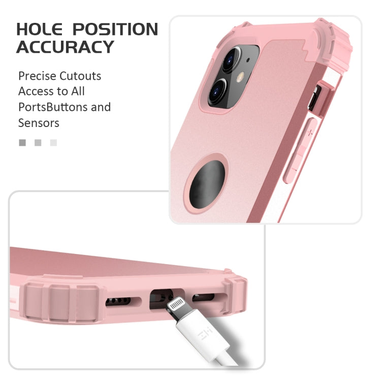 For iPhone 11 PC+ Silicone Three-piece Anti-drop Mobile Phone Protective Back Cover