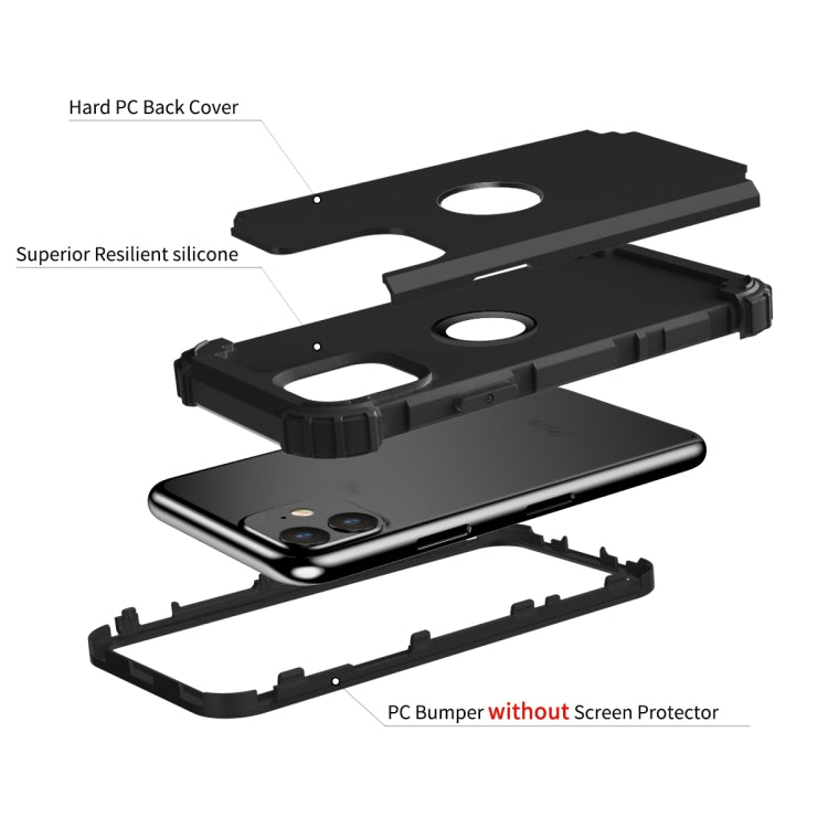 For iPhone 11 PC+ Silicone Three-piece Anti-drop Mobile Phone Protective Back Cover