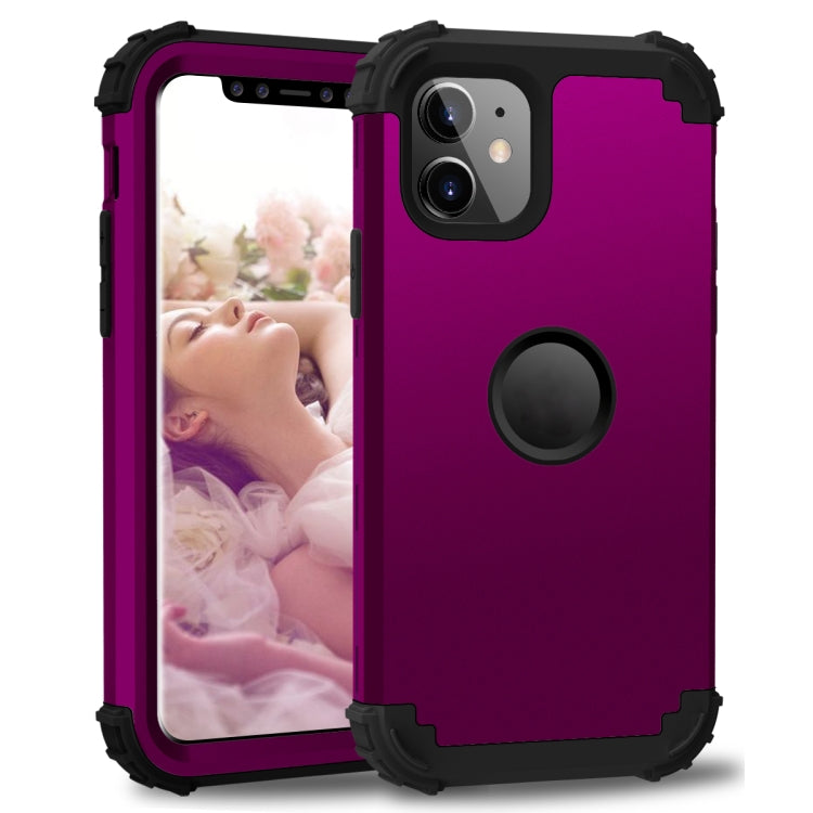 For iPhone 11 PC+ Silicone Three-piece Anti-drop Mobile Phone Protective Back Cover