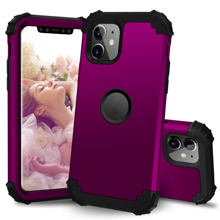 For iPhone 11 PC+ Silicone Three-piece Anti-drop Mobile Phone Protective Back Cover