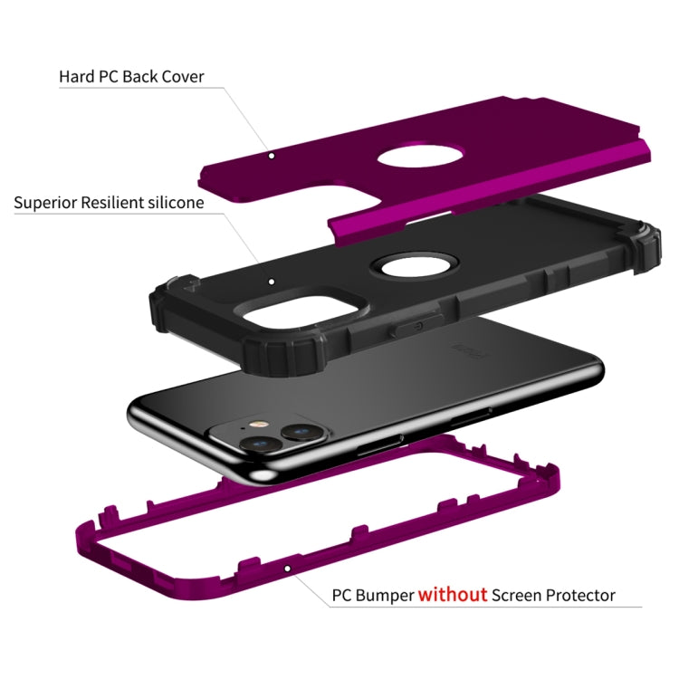 For iPhone 11 PC+ Silicone Three-piece Anti-drop Mobile Phone Protective Back Cover