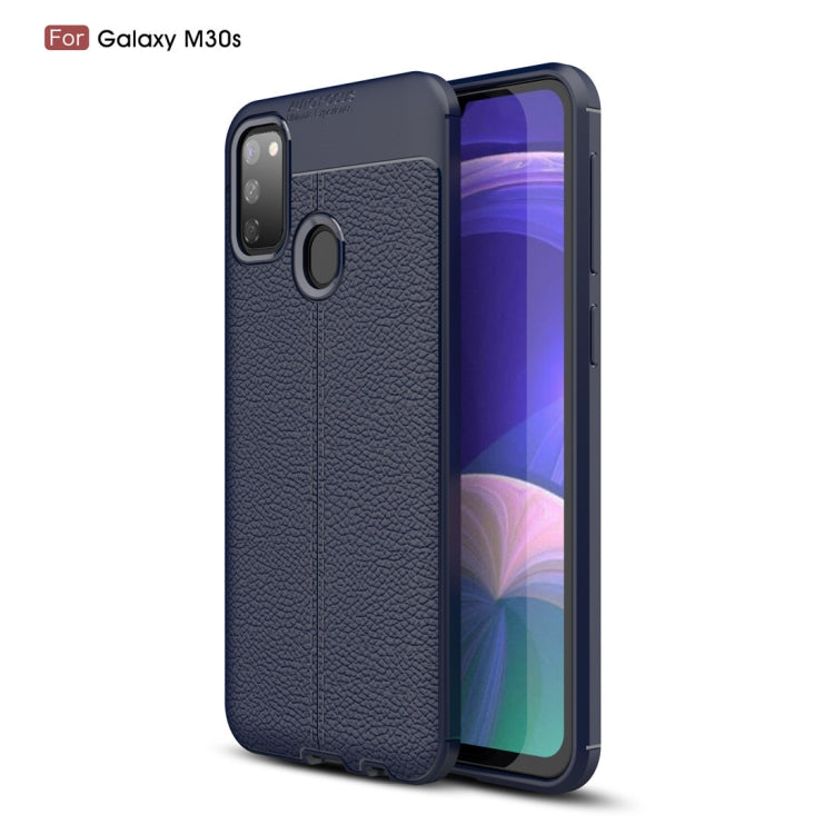 For Galaxy M30s Litchi Texture TPU Shockproof Case(Navy Blue)