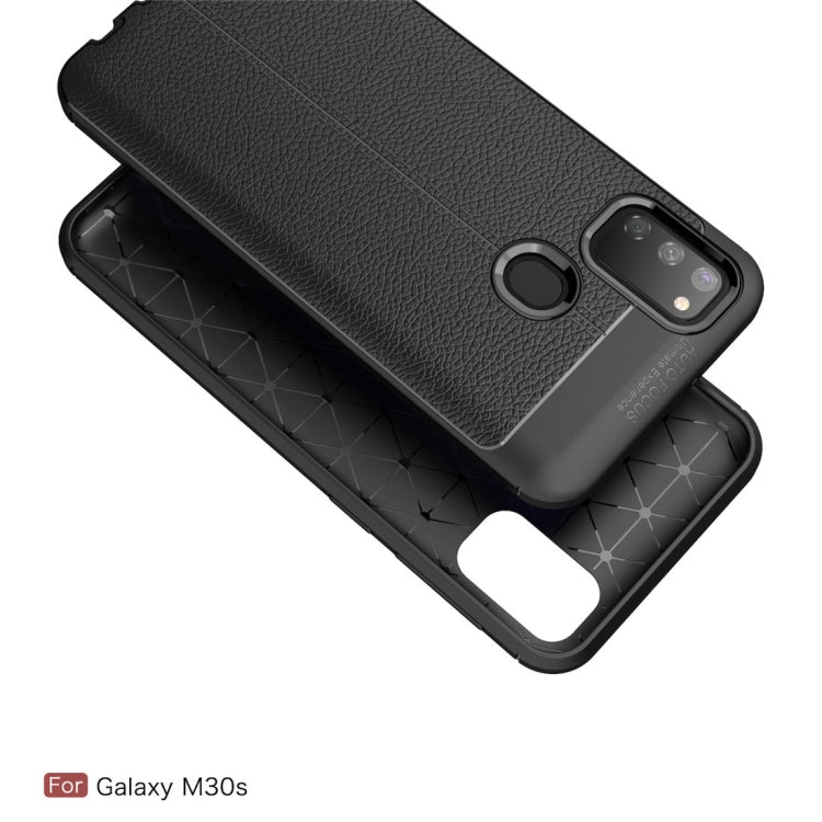 For Galaxy M30s Litchi Texture TPU Shockproof Case(Navy Blue)