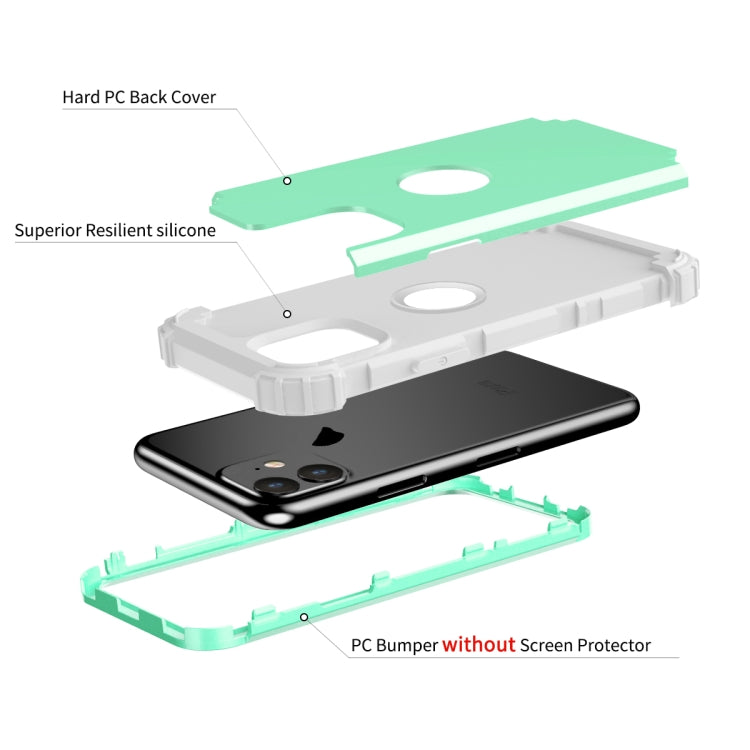 For iPhone 11 Pro Max PC+ Silicone Three-piece Anti-drop Mobile Phone Protective Back Cover