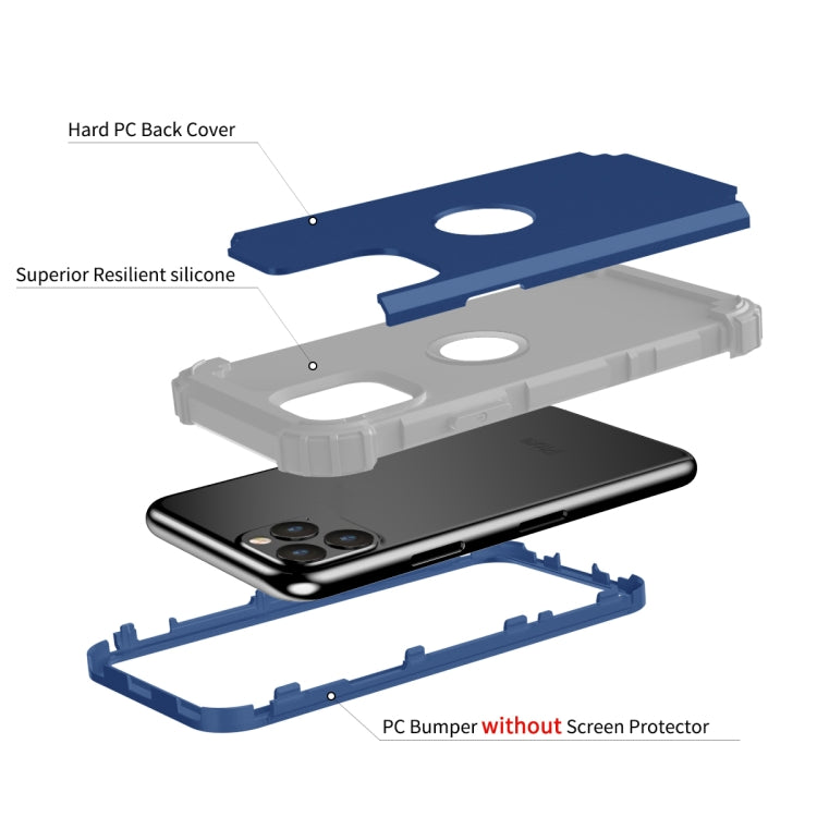 For iPhone 11 Pro Max PC+ Silicone Three-piece Anti-drop Mobile Phone Protective Back Cover