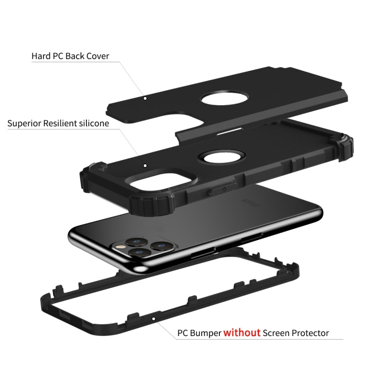 For iPhone 11 Pro Max PC+ Silicone Three-piece Anti-drop Mobile Phone Protective Back Cover