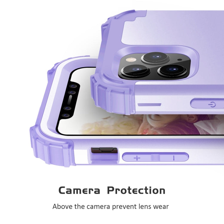 For iPhone 11 Pro Max PC+ Silicone Three-piece Anti-drop Mobile Phone Protective Back Cover