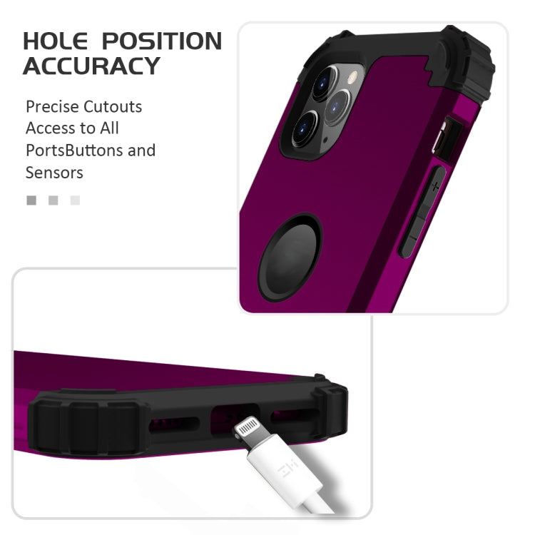 For iPhone 11 Pro Max PC+ Silicone Three-piece Anti-drop Mobile Phone Protective Back Cover