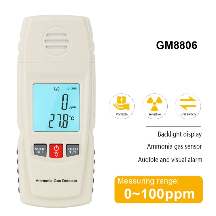 GM8806 Ammonia Gas Detector Portable Digital Display Concentration Ammonia Tester With Alarm
