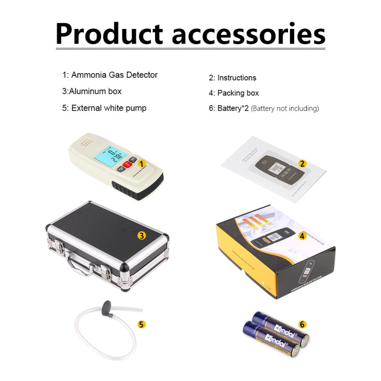 GM8806 Ammonia Gas Detector Portable Digital Display Concentration Ammonia Tester With Alarm