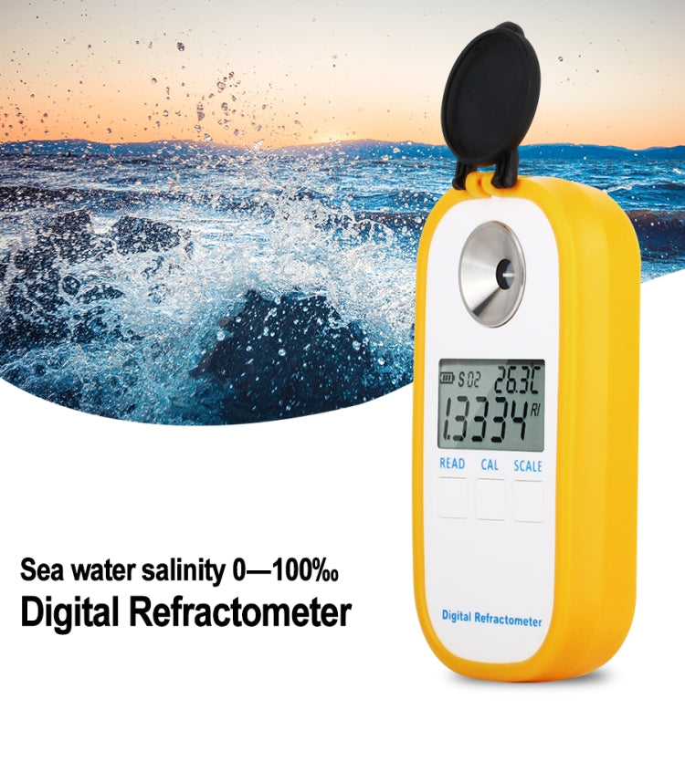 DR202 Digital Sea Water Refractometer Seawater Salinity Meter Specific Gravity Range 0â€•100â€° Chlorinity 0~57â€° Refractometer