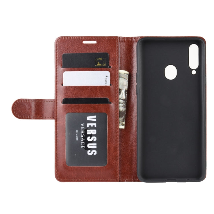 For Galaxy A20s R64 Texture Single Fold Horizontal Flip Leather Case with Holder & Card Slots & Wallet