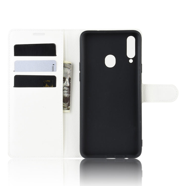 For Galaxy A20s Litchi Texture Horizontal Flip Leather Case with Wallet & Holder & Card Slots