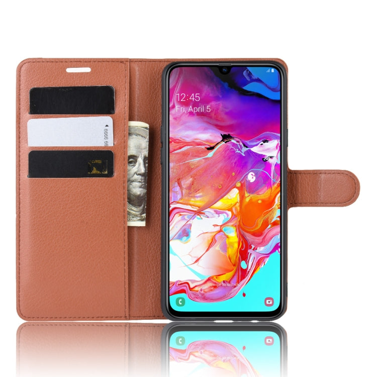 For Galaxy A20s Litchi Texture Horizontal Flip Leather Case with Wallet & Holder & Card Slots