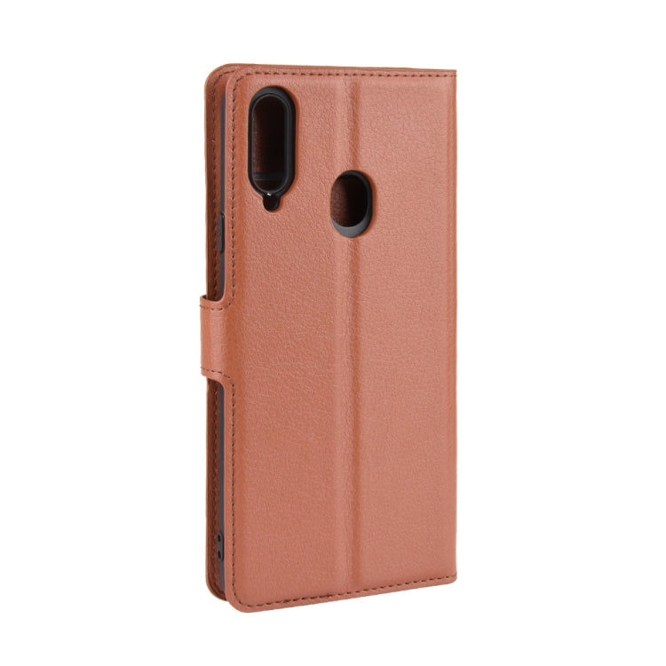 For Galaxy A20s Litchi Texture Horizontal Flip Leather Case with Wallet & Holder & Card Slots