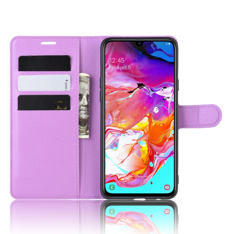 For Galaxy A20s Litchi Texture Horizontal Flip Leather Case with Wallet & Holder & Card Slots