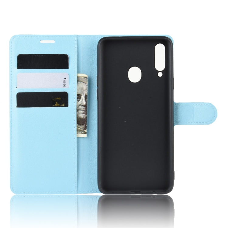 For Galaxy A20s Litchi Texture Horizontal Flip Leather Case with Wallet & Holder & Card Slots