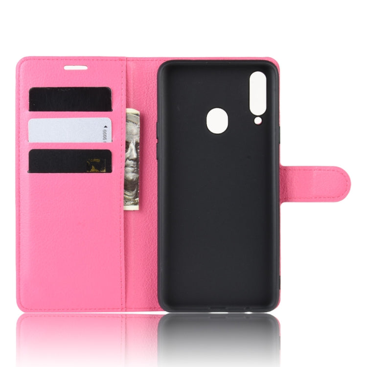 For Galaxy A20s Litchi Texture Horizontal Flip Leather Case with Wallet & Holder & Card Slots