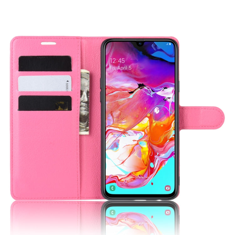 For Galaxy A20s Litchi Texture Horizontal Flip Leather Case with Wallet & Holder & Card Slots