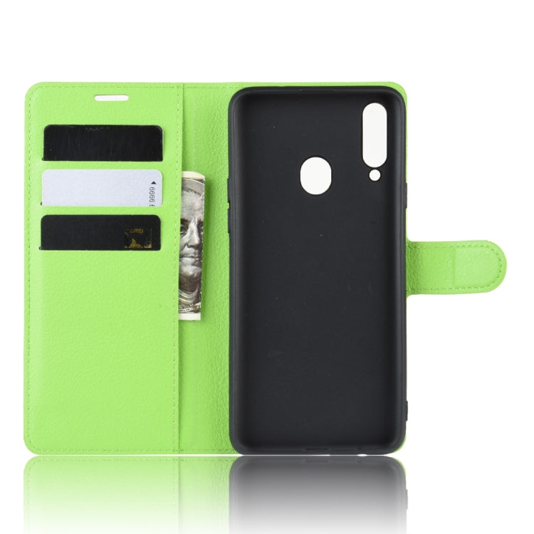 For Galaxy A20s Litchi Texture Horizontal Flip Leather Case with Wallet & Holder & Card Slots