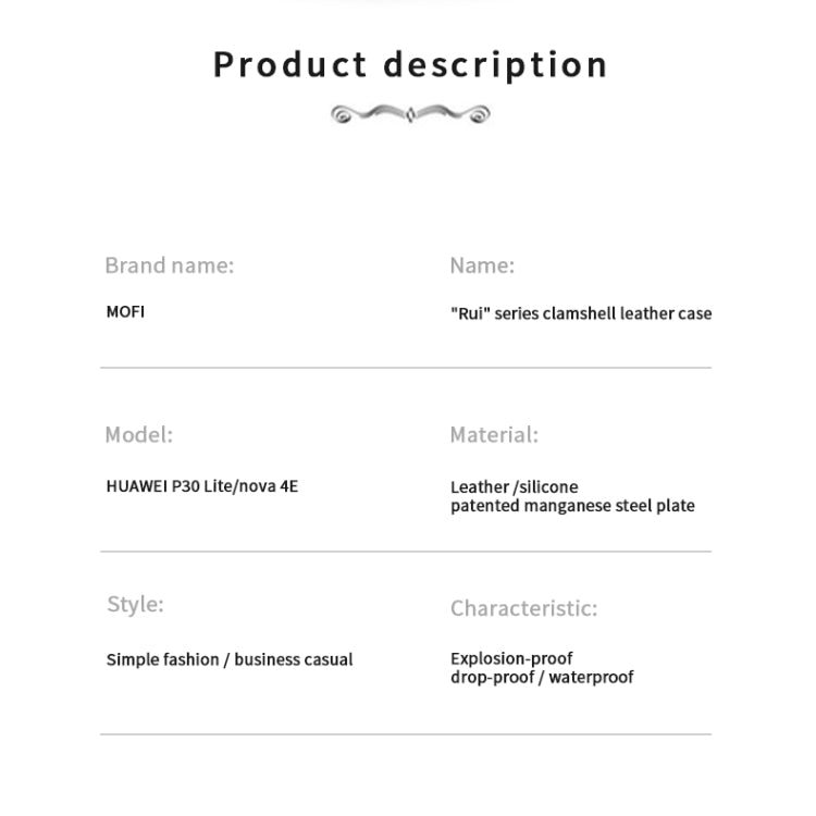 For Huawei P30Lite / Nova4E MOFI Rui Series Classical Leather Flip Leather Case With Bracket Embedded Steel Plate All-inclusive