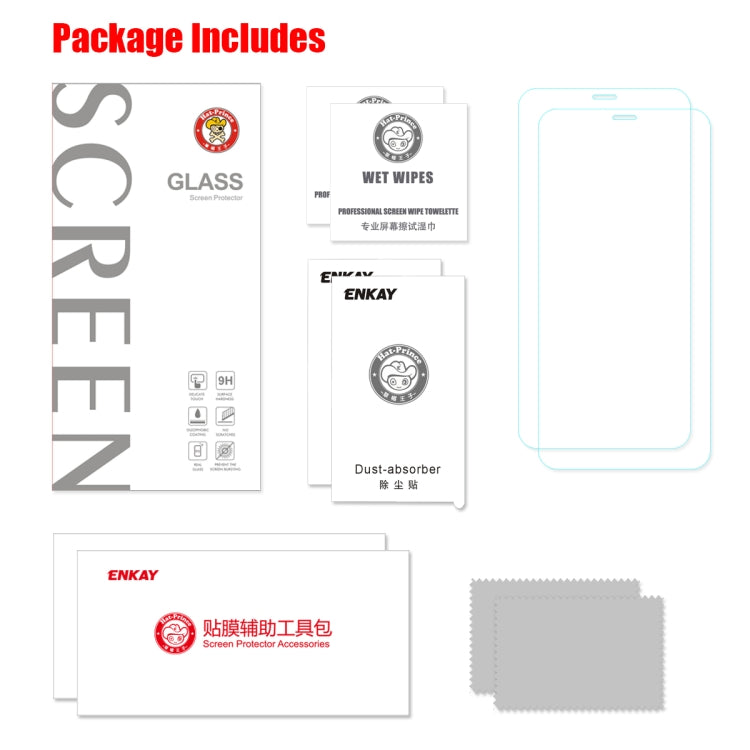 For iPhone 11 Pro Max 2 PCS ENKAY Hat-prince 0.26mm 9H 2.5D Curved Edge Tempered Glass Film