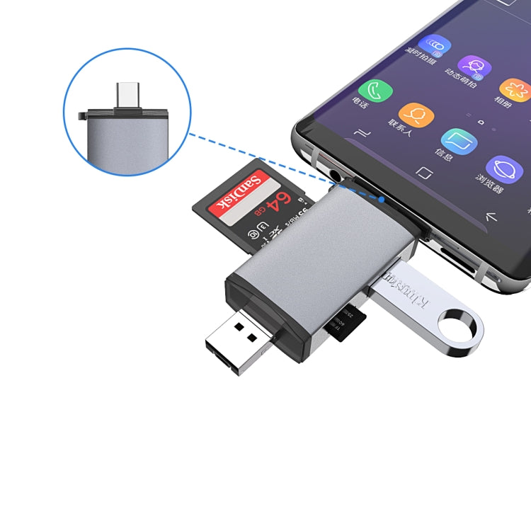 3 in 1 USB-C / Type-C + USB 2.0 + Micro USB Multifunction OTG  Card Reader