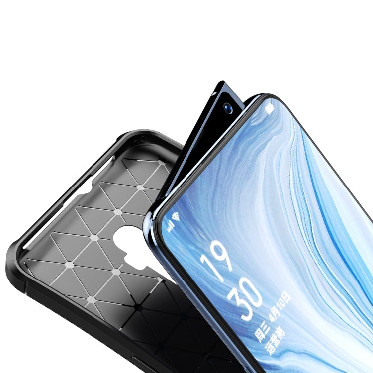 For OPPO Reno2 Carbon Fiber Texture Shockproof TPU Case