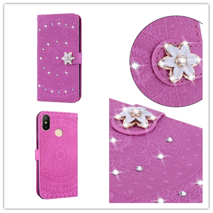 For Xiaomi Redmi 6 Pro Pressed Printing Sticking Drill Pattern Horizontal Flip PU Leather Case with Holder & Card Slots & Wallet & & Lanyard