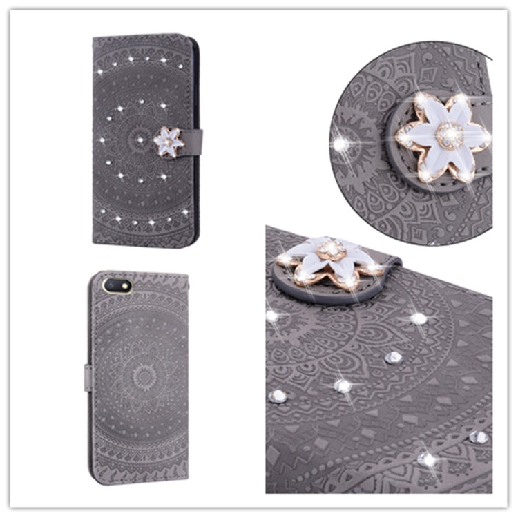 For  Xiaomi Redmi 6a Pressed Printing Sticking Drill Pattern Horizontal Flip PU Leather Case with Holder & Card Slots & Wallet & & Lanyard